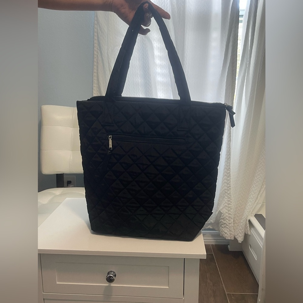 Rae Dunn Black Quilted Nylon Crossbody